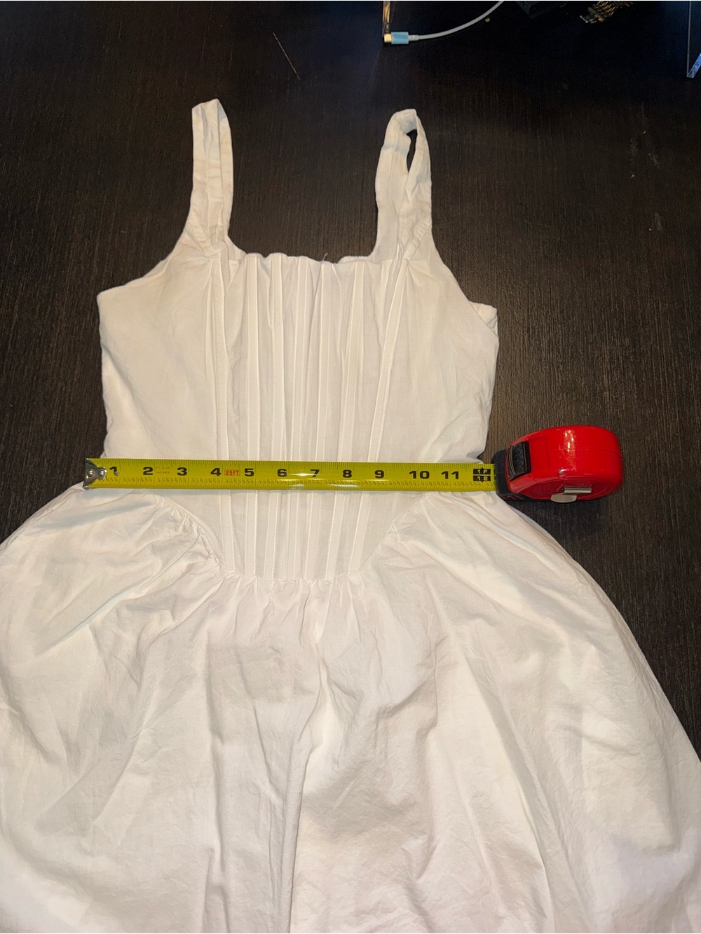 Papermoon Cotton Poplin Corset Mini Square Neck Pleated Pockets Cottagecore Dres - Picture 5 of 9